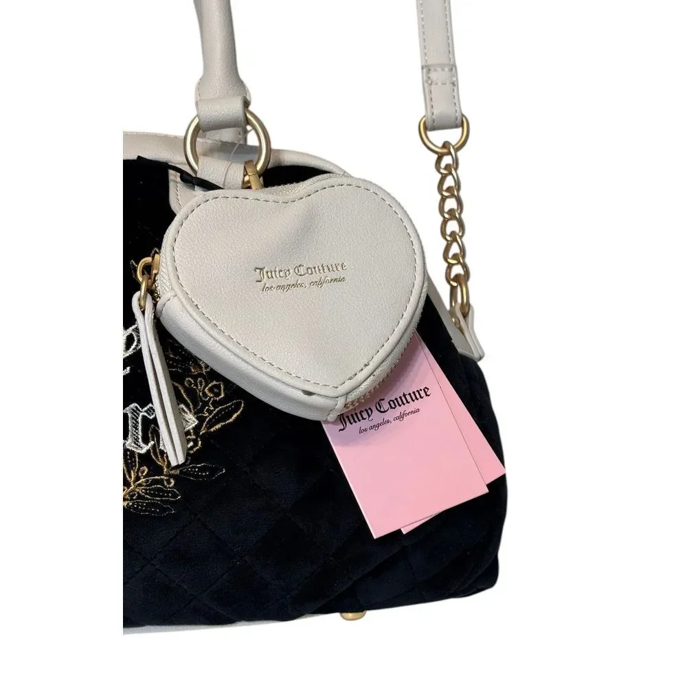 Juicy Couture Royal Couture Quilted Satchel Black Liquorice Crystal Shoulder Bag